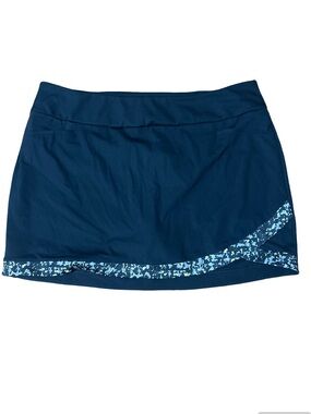 Adidas Primegreen Navy Blue Athletic Skort Light Blue Trim